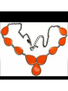 Vtg Charming Charlie Reversible Orange and Cream Necklace 17"-19"